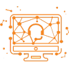 A computer made from orange dots